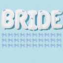 BRIDE Letter Balloons Blue Bows, 40" White BRIDE To Be Balloons for Beach Bach,Bachelorette,Last Toast On Coast,Beach Bridal Shower,Seashells Wedding Decoration,Girls Something Blue Engagement Party