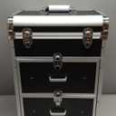 Adazzo Professional Rolling Makeup Train Case with Drawers, Large Cosmetic Trolley with Locks, Cosmetics Storage Organizer Make up Case for Travel Makeup/Nail Art/Hair Styling, Matte Black