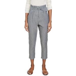 Steve Madden Women's Get in Line Cotton Stripe High Waist Crop Pant (Blue), 10