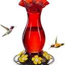 Jealoeur Hummingbird Feeder for Outdoors Hanging, 18 OZ Humming Birds Feeders with 6 Bee Guard Feeding Ports & Built-in Ant Moat, Easy to Clean, Durable Outdoor Garden Decor (Red 1 Pack-C)
