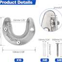 Coloch 16 Pack Stainless Steel Closet Pole Sockets, 1-1/4 Inch Closet Rod Support U-Shaped Curtain Rod Holders Flange Set Rods Holder with Screws