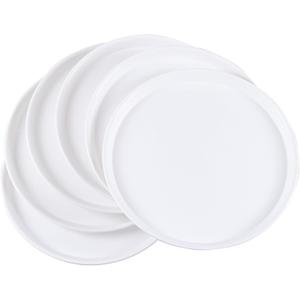 Bringer 14 Inch Round Food Serving Tray for Restaurant, 6 Pack Plastic Round Serving Trays, White