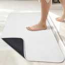 Bath Mat,Ultra Thin Bathroom Rugs,Rubber Bath Mats for Bathroom,No Slip Bath Rugs,Quick Dry,Machine Washable,Low Pile,Absorbent,Shower Outside,Sink,Home Decor Accessories.White,1'5"x2'3"(17x27inch)