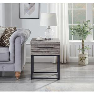 Roundhill Furniture Celestial Contemporary Storage End Table, Gray (Grey)