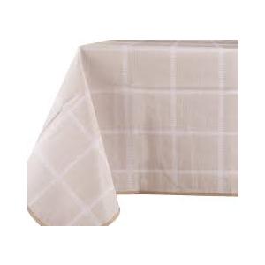 5'x9' Table Cloth, Beige with white Squares Lines