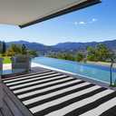 Pcinfuns Plastic Straw Rug,9'x12' Outdoor Waterproof Patio Rugs Foldable Reversible Camping Mat for Rv, Deck, Porch, Picnic, Beach, Balcony,Black & White