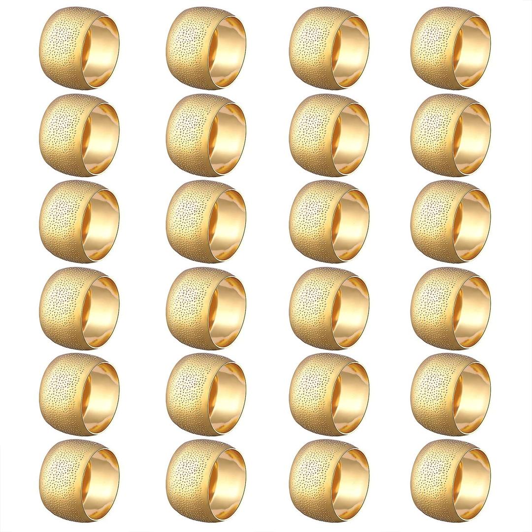 Napkin Rings - Round Napkin Holder Rings for Dinning Table Parties Weddings Family Gather- Holiday Banquet Christmas Dinner Serviette Buckles Decor (24 Set Gold)