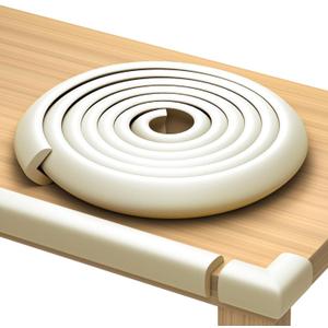 Furniture Edge 16.2ft & Corner Guards | Protective Foam Cushion | 15ft Bumper 4 Adhesive Childsafe Corners | Baby Child Proofing Foam Set and Safe for Table, Fireplace, Countertop | Brown (Ivory)