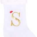 20 Inches Super Soft Plush Monogram Christmas Stockings Xmas Rustic Personalized Stocking Embroidered Letter Decoration for Decor (White)