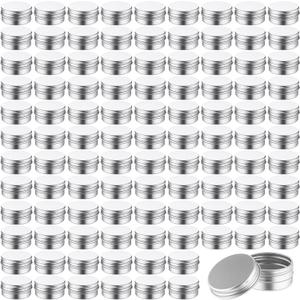 300 Pcs 1 Oz Salve Tins with Lids Bulk Lip Balm Containers Round Metal Containers with Screw Top Lids Aluminum Silver Tin Cans for DIY Salve Candle