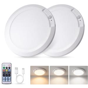 Rechargeable Ceiling Lights 10000mAh: Up to 60 Days per Charge
Bright as Daylight 400LM Wireless Motion Sensor Light: Magnetic & Dimmable for Walk-In Closet Pantry Storage Laundry(2pcs)