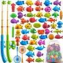 Magnetic Fishing Toys Game Pool Toys Set for Kids 3-5, Water Table Bathtub Toys with Pole Rod Net Plastic Floating Fish, Outdoor Toys for Kids Boys Girls Age 3 4 5 6 7 8 Year Old