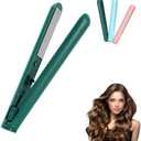 docucher Mini 2-in-1 Curling Iron & Straightener, Green, 1.6" x 7", 400F, Metal Heating Surface, Compact Travel Size 2 Pack