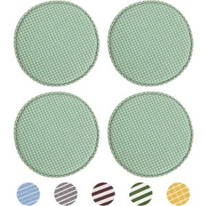 Round Bar Stool Cushions for Kitchen Dining Seat Pads with Ties 4 Pack Non Slip Cushions Pad for High Stool Chairs Bistro Bar Seat 13 Inch, Green Grim