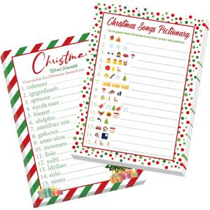 COCHIE 30 Players Christmas Party Games for Adults Family Office Large Groups, Xmas Parties Songs Pictionary Game, Guesstures Game, Word Scramble Games with Answer Key (Christmas Tree)