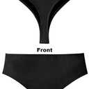 Zmart Women High Waist Thong Bikini Bottoms High Cut Swimsuit Bathing Suit Cheeky Brazilian Swimwear Bottom (Small, Black)