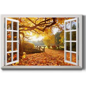 Renditions Gallery Nature Canvas Wall Art Paintings Modern Decorations Bright Autumn Forest Day Glam Romantic Wall Hanging Window View Artwork for Bedroom Office Kitchen - 32"x48" LT21 (Barren Tree)