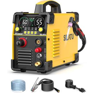 SILATU 55Amps Plasma Cutter, STC550P HF Non-Touch Pilot Arc Plasma Cutter Machine, 110/220V Dual Voltage LED Display Air Sensor Technology, 1/2'' Clean Cut 3/5'' Max Cut, PT/2T/4T for Beginners DIY