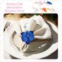 uxcell 6Pcs Flower Napkin Rings, Handmade Orchid Napkin Ring Holders Buckles Table Decorations for Christmas Thanksgiving Valentine Decor Wedding Parties, Banquet, Home, Orange