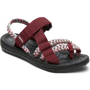 MEGNYA Comfortable Flip Flop Sandals for Women, Flexible and Durable Hiking Sandals for Adventure, Arch Support Shoes with Hook and Loop Firm Straps Bordeaux Size 10