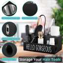 Bivvclaz Hair Tool Organizer, Wooden Hair Dryer Holder Countertop, Wall Mount Hot Tools Organizer for Hair Styling Accessories, Bathroom Supplies Vanity Caddy for Curling Wand, Blow Dryer, Black