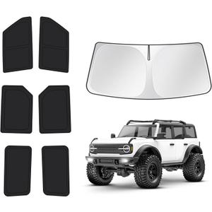 T TGBROS Windshield Sun Shade for Ford Bronco 2021-2025 2026 Car Window Shades Thicken UV Block and Blackout Privacy Foldable Sunshades 7PCS Accessories Keep Cool Sun Visor Covers
