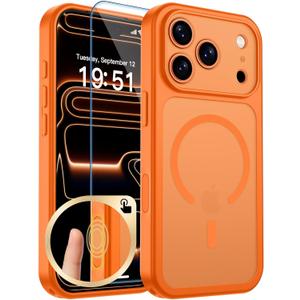 zapica Magnetic for iPhone 17 Pro Case, Upgraded [Camera Control Button] [Full Camera Protection] [with 1 Screen Protector] Translucent Matte Shockproof Protective Phone Cover, Starry Orange