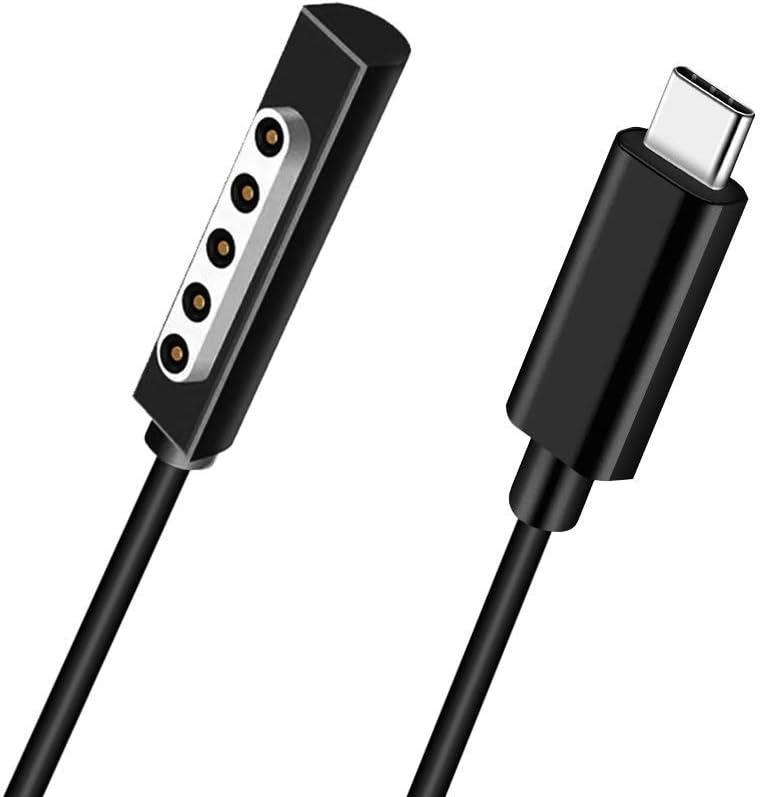 USB C Charging Cable for Surface RT & Pro 1 2 (Black 6ft), Work with 15V/3A 45W USB-C Charger, Compatible for Microsoft Surface 1512 1516 1536 Pro 1/2 and Surface RT