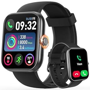 ENOMIR Smart Watch for Women Men (Answer/ Make Calls) Compatible with iPhone/ Android/ Samsung, Alexa Built-in, [1.91" HD Screen] Waterproof Fitness Watch with Heart Rate/ Sleep/ SpO2 Monitor(Black)