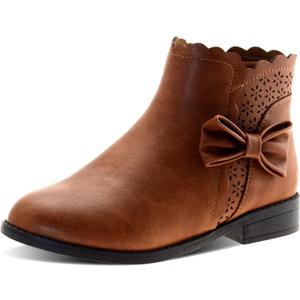 LseLom Girls Ankle Boots Kids Ankle Booties Bow Side Zipper Low Heel Outdoor Warm Shoes, Size: 13 Little Kid