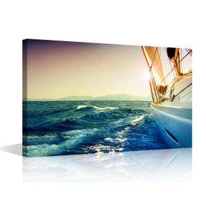 TUMOVO Sailing Yacht in the Sea Wall Art for Bedroom Ocean Landscape Canvas Art Wall Decor Sailboat Modern Wall Art Pictures for Living Room Artwork Paintings Giclee Framed Ready to Hang, 36x24in