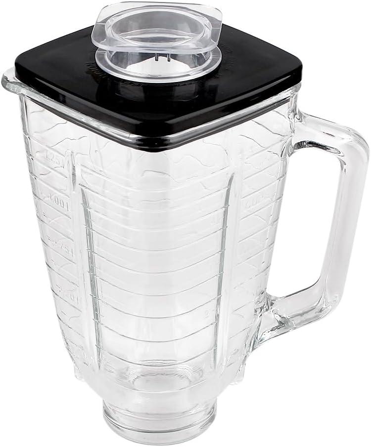 Replacement Parts 5-Cup Square Glass Jar with Lid,Compatible with Oster Blender