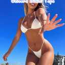OZICERD String Bikini Tops for Women Bathing Suit Swim Tops Sexy Triangle Bikini Top Black (White, XL)