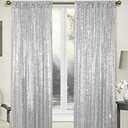 Silver Sequin Backdrop Curtains - 2 Panel 2FTx8FT Glitter Drapes for Wedding, Birthday, Bridal Party