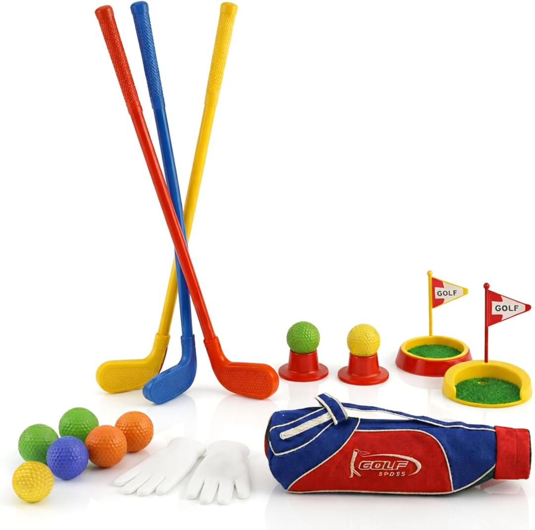 Atlasonix Toddler Golf Set - Toddler Golf Clubs | Kids Golf Clubs Includes Kid Golfer Bag, Gloves, 8 Balls and 3 Sticks - Sports and Outdoor Play Toys, Outdoor Toys, Kids Outdoor Play Equipment