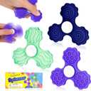 4 x Fidget Toys Adults - Fidget Spinners with Textured Worry Sensory Stone for Autism Kids Calming Down, Fidget Stress Toys for Anxiety Relief, Gifts for Kids & Teens - Set 2