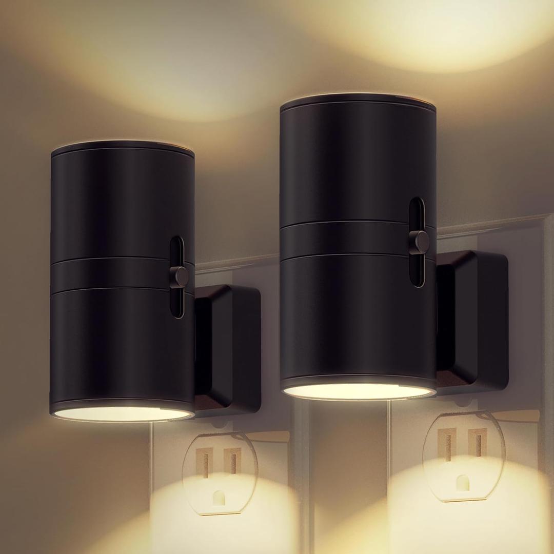 L LOHAS LED Night Light Plug in, Modern Night Lights Plug into Wall, Dusk to Dawn Sensor, Soft White 3000K, 0-100LM Adjustable Brightness, Dimmable Night Lights for Hallway Bedroom Stairway, 2 Pack (3000K-soft white)