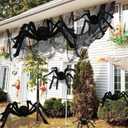 TEMOGU 2 Pack 6.6 Ft Halloween Decorations Giant Spiders Outdoor, Scary Black Spiders Fake Large Spiders Hairy Spider Props for Outside House Yard Lawn Indoor Home