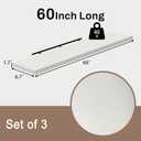 Floating Shelves for Wall, 60 Inch Extra Long White Wall Shelves, Set of 3, Hanging Invisible Brackets Floating Shelves for Living Room,Bedroom,and Kitchen, 3T60IN