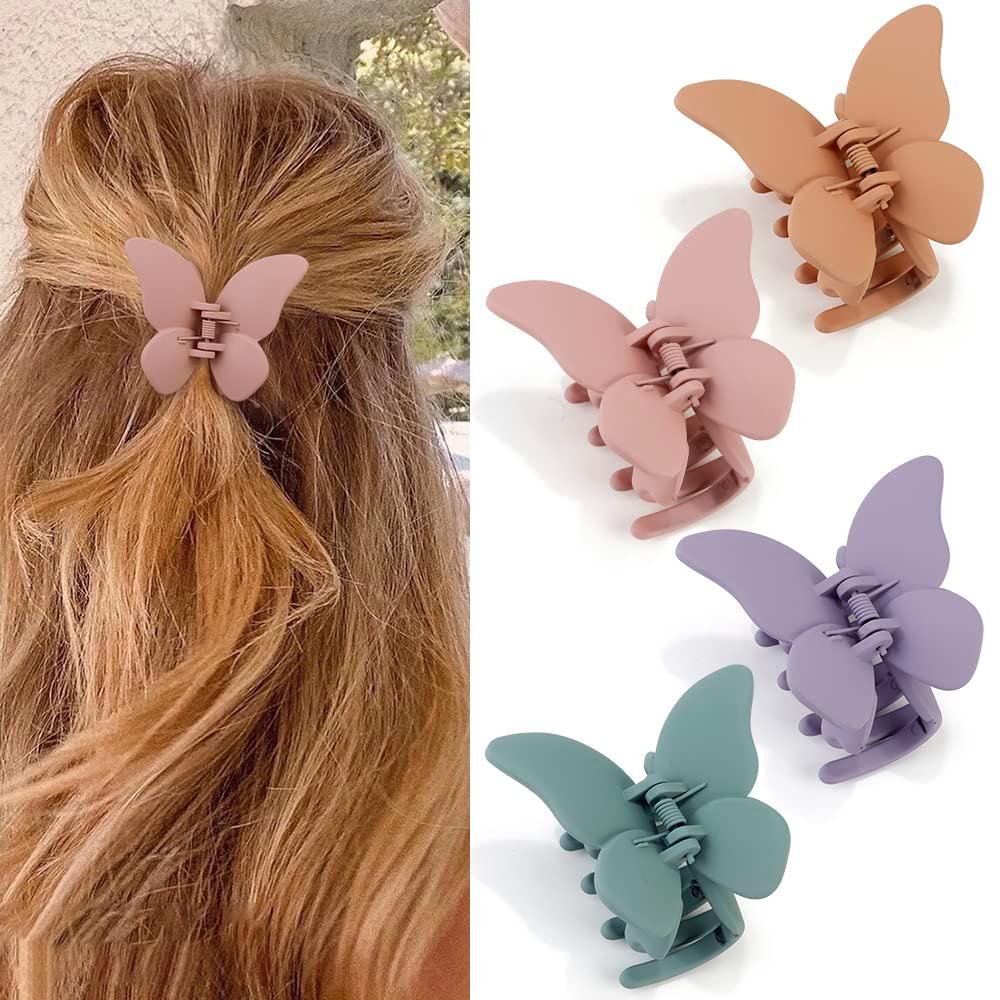 Canitor Butterfly Hair Clips 2.7" Cute Claw Clips for Thick Thin Hair for Women Girls Butterfly Accessories (1 Count (Pack of 4), Style-10)