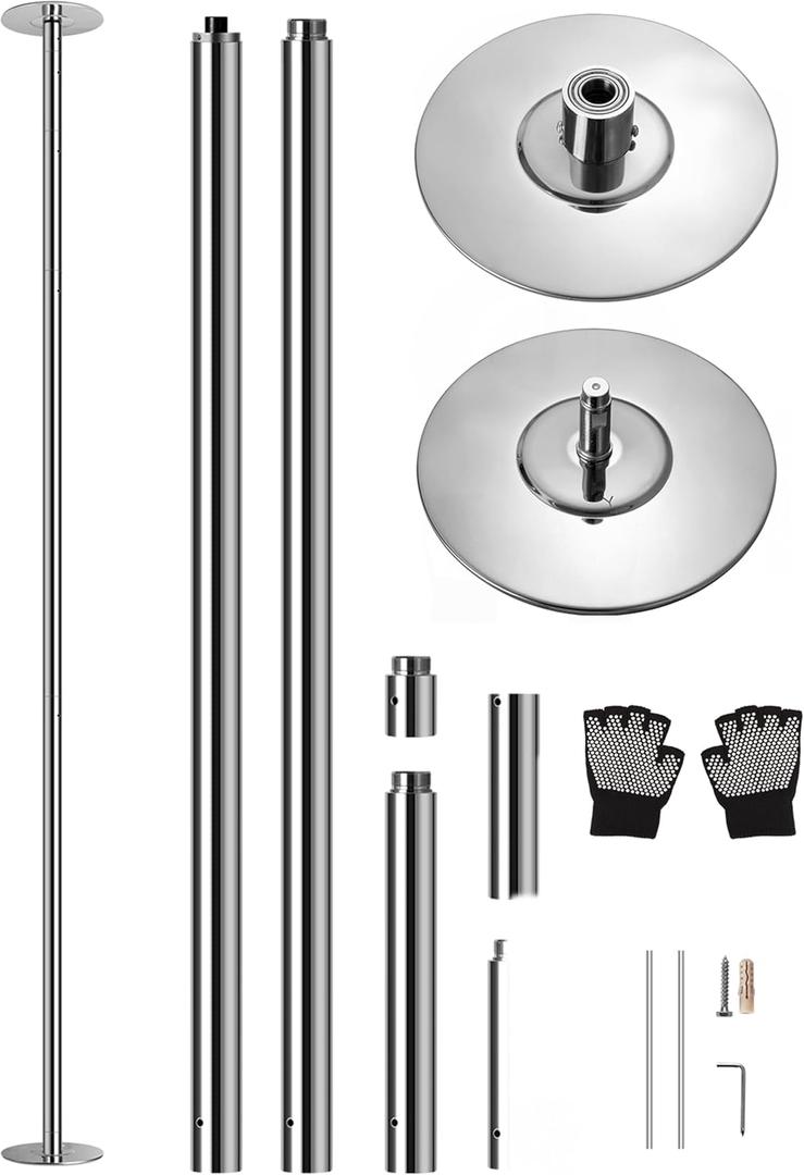 SereneLife Professional Spinning Dance Pole, 45mm Portable Exercise Pole for Fitness  Durable Steel Build, Anti-Rust Finish, Suitable for Home, Club, Gym, Party, Pub