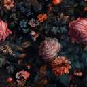 REDAMANCY Vintage Orange Pink Black Roses Floral Oil Painting Peel and Stick Wallpaper Stick on Contact Paper Vintage Wall Paper Easy Peel Off for nightstand Drawer Cabinet Renter (17.7" x 118")