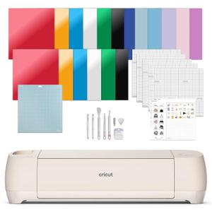 Cricut Explore 4 - Smart Cutting Machine (Seashell) | Engagement Bundle - Includes Smart Vinyl, Cardstock, Transfer Tape, Iron On HTV, Mat, Pens, Tool Kit, & 30 Images in Design Space App