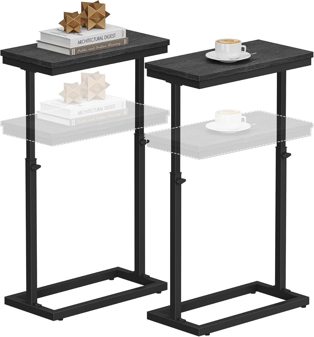TUTOTAK End Table, Side Table, Tall Couch Table, Sofa Table, Living Room, Bed Room, Black TB01BK0832