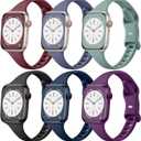 Lerobo 6 Pack Thin Slim Bands Compatible with Apple Watch 38mm 40mm 41mm 42mm 44mm 45mm 46mm 49mm for Women Men, Soft Silicone Sport Strap Wristband for iWatch Series 11 10 9 8 7 6 5 4 3 Ultra SE