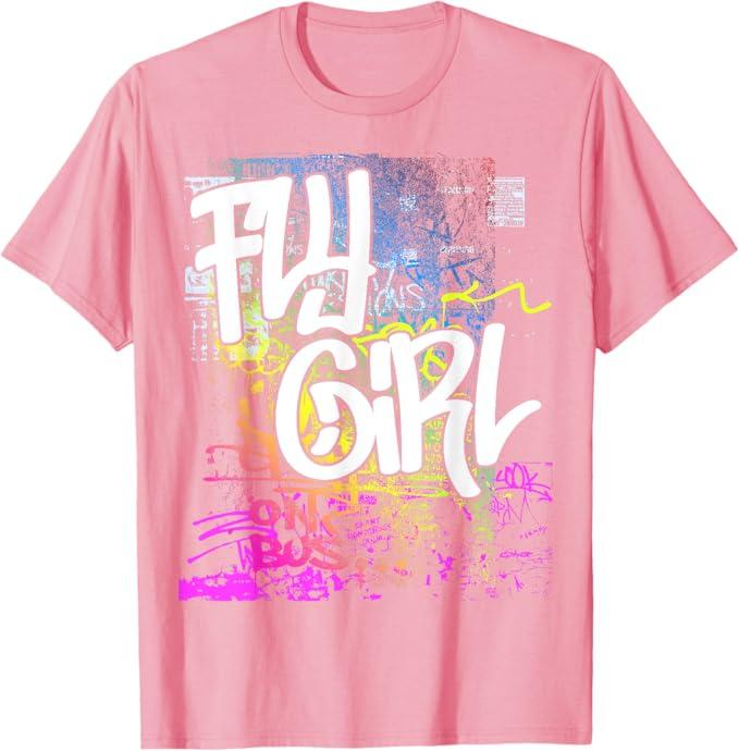 Fly Girl 80s 90s Rap B-Girl Old School Hip Hop Graffiti T-Shirt (Small)