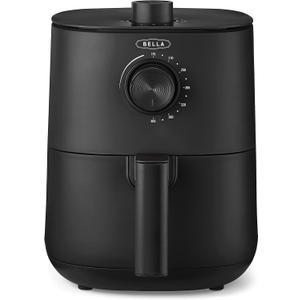 BELLA 2.9QT Manual Air Fryer, No Pre-Heat Needed, No-Oil Frying, Fast Healthy Evenly Cooked Meal Every Time, Removeable Dishwasher Safe Non Stick Pan and Crisping Tray for Easy Clean Up, Matte Black