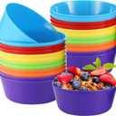 Ysglory 24 Packs Kid Plastic Bowls 10 oz Reusable Cereal Snack Bowls Microwave Dishwasher Safe Colorful Salad Dessert Soup Bowl Set 6 Colors