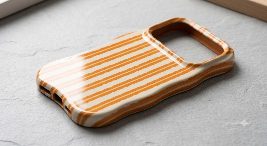 ZIYE Wave Design for iPhone 16 Pro Case, Orange Vertical Striped Line Pattern for Women Girls Men, 2 in 1 Shockproof Bumper Scratch Resistant Protective Cover