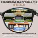 Distinctive Progressive Multifocus Reading Glasses Women, Retro Lady Anti Blue Light/Eye Fatigue Computer Reader, Vintage Round Frame No-Line Multifocal Eyeglasses (Black&Brown, 3.0x)